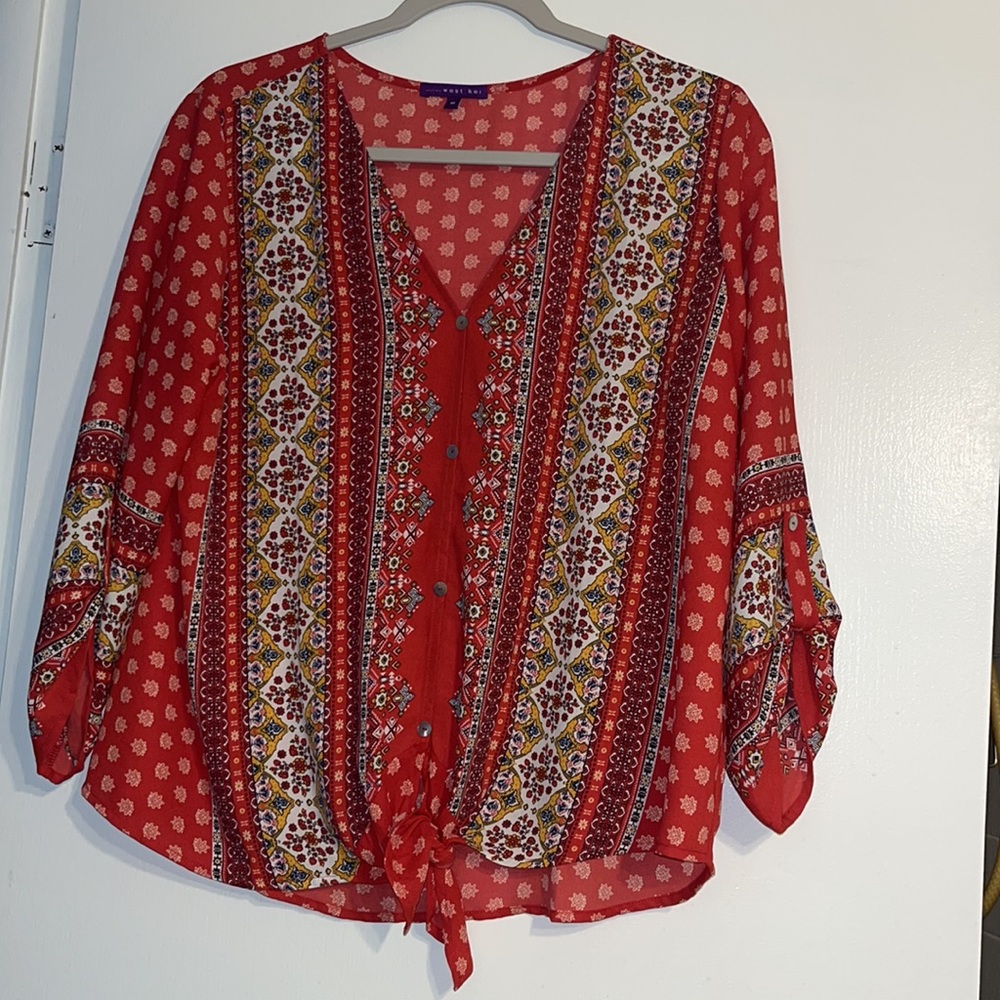 Red Loose Fitting Blouse